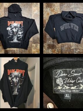Darc Sport Hoodie Sweatshirt Sz XL Wolves Club Forever Black Vintage Collection